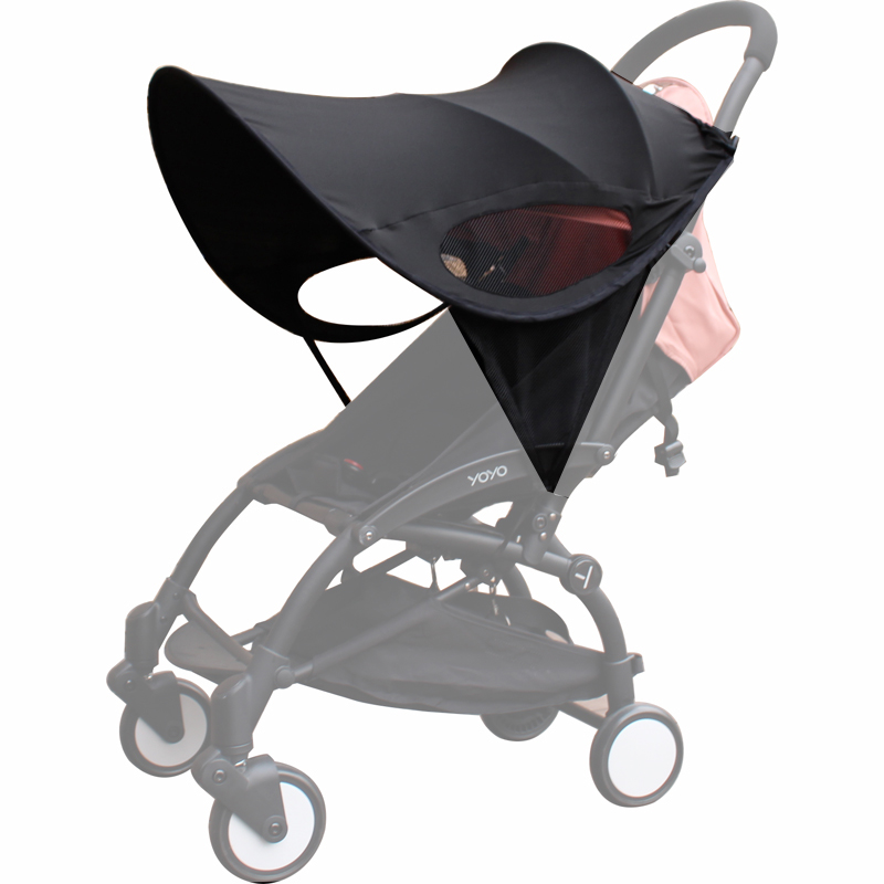 Universal Baby Stroller Accessories Sun shade Sun Visor Canopy Cover UV Resistant Hat fit Babyzenes Yoyo Yoya+ Pushchair Pram (Black)