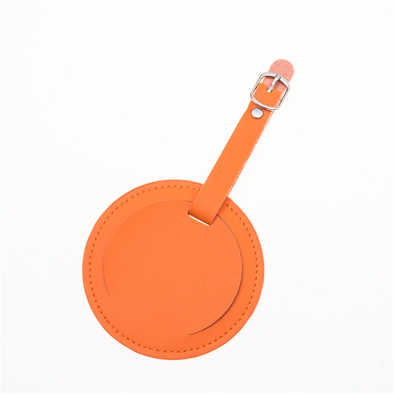 MH Fashion Solid Color PU Leather Round Luggage Tag Travel Accessories Name ID Address Label