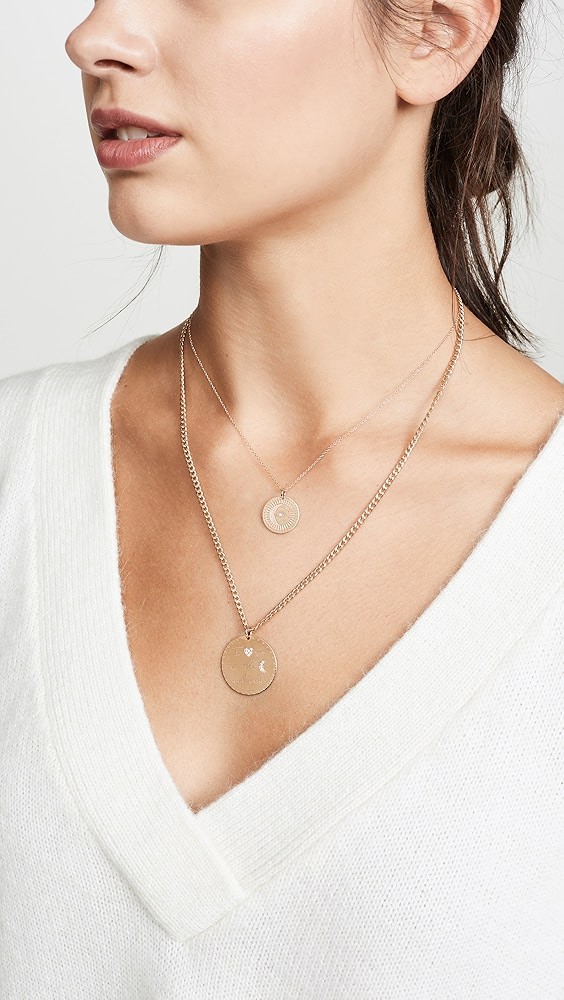 14k Large "I Love You to the Moon & Back" Mantra on Small Curb Chain Necklace